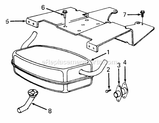 Muffler Diagram and Parts List for 1610 135-393-100, 135-393-399, 0350042U, 136-393-1 Cub Cadet Lawn Mower